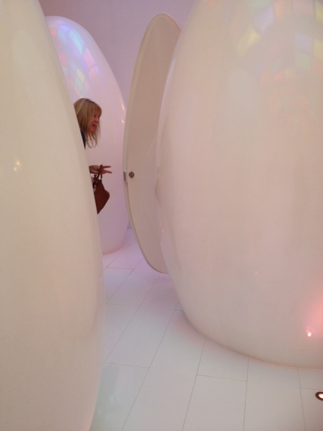 Mum getting lost in the pods!